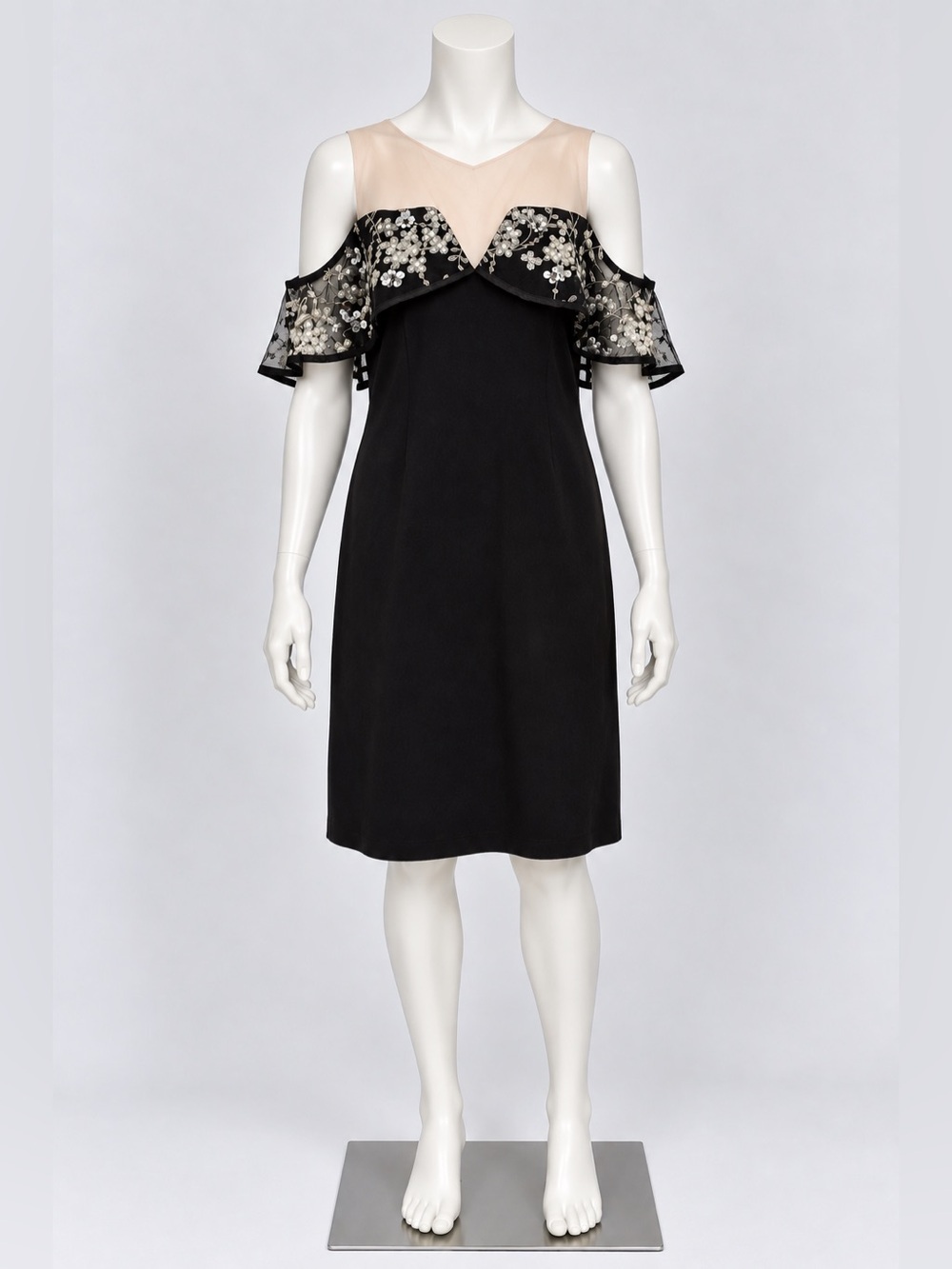 MSK Black Embroidered Party Dress size large